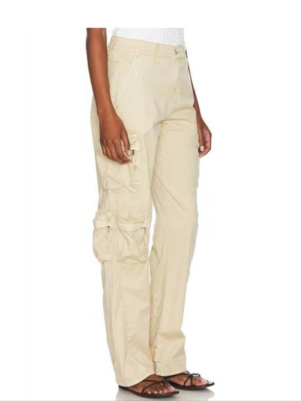 Pistola Bobbi Utility Cargo Mid-Rise Pants, Champagne, 98% Cotton Sz 27 LIKE NEW - Picture 3 of 16